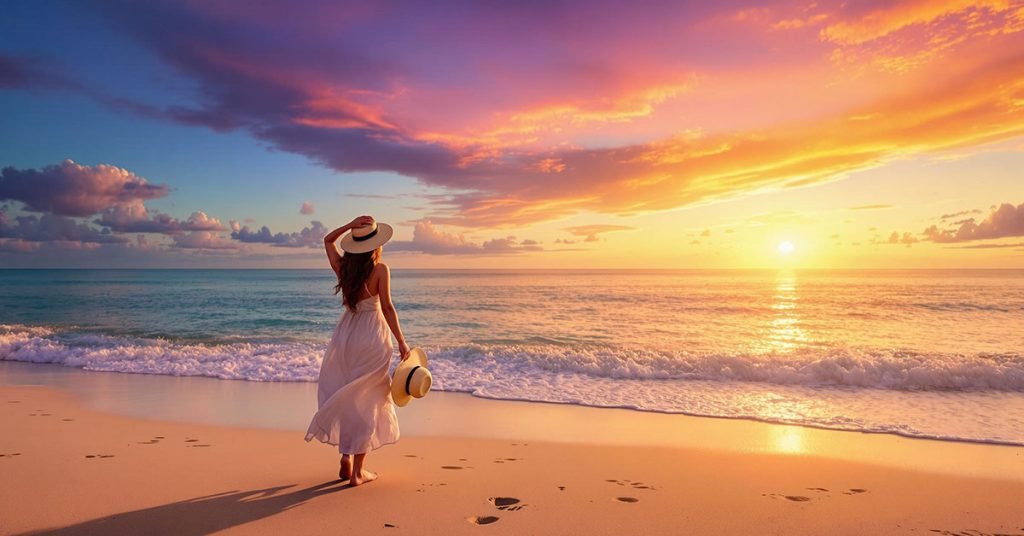 sunset beach captions